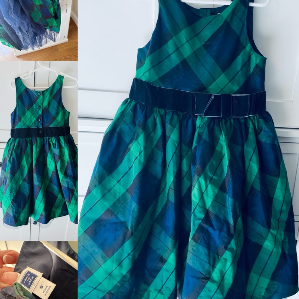 Janie and Jack Elegant Blue and Green Plaid Dress